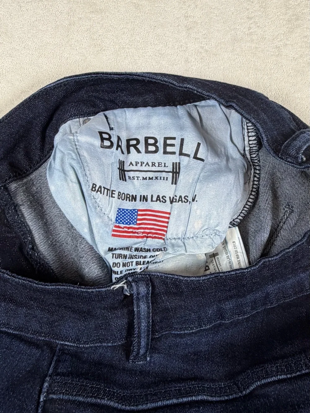 Barbell Apparel 32W 32L Dark Blue Straight Jeans Made in USA
